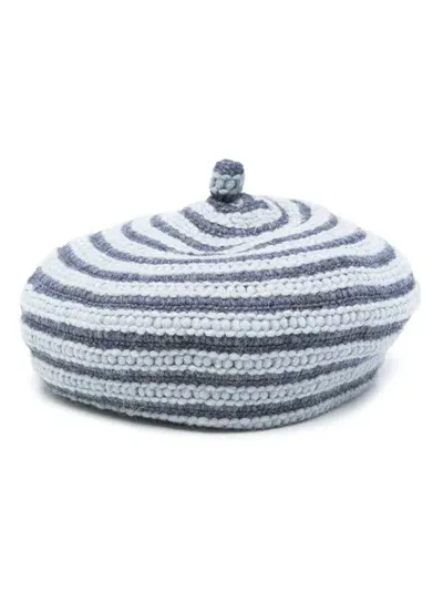 Emporio Armani Crochet Beret In Blue