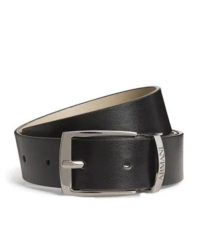 Emporio Armani Kids' Faux Leather Monogram Belt In Black