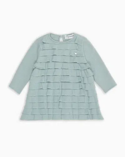 Emporio Armani Kids' Knit Dress With Flounces And Ruffles In Gray