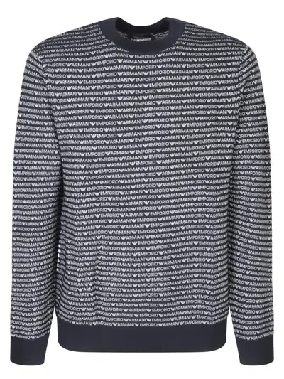 Emporio Armani Logo-intarsia Ribbed-knit Jumper In Multi