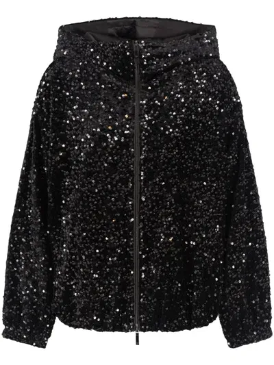 Emporio Armani Sequin-embellished Bomber Jacket In Black