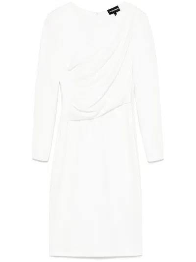 Emporio Armani Pleated Mini Dress In White