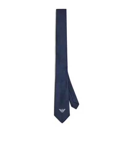 Emporio Armani Kids' Silk Logo Tie In Navy