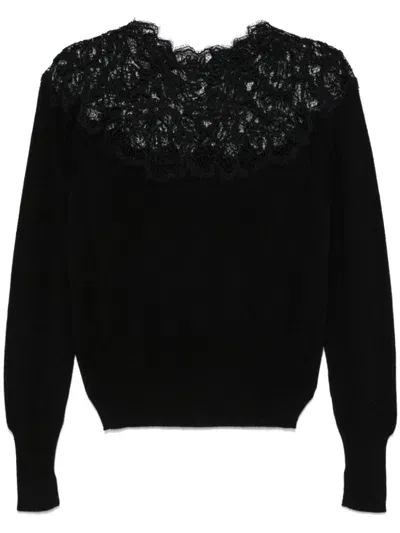 Ermanno Scervino Lace-detail Cashmere Sweater In Black