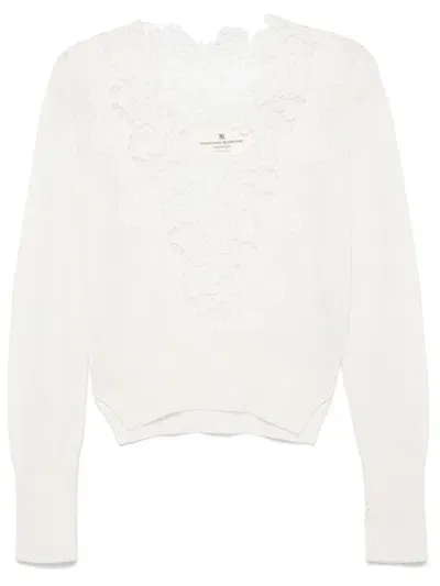 Ermanno Scervino Lace-panelling Sweater In White