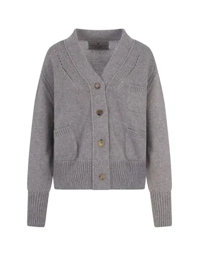 Ermanno Scervino Oversized Cardigan In Grey Cashmere