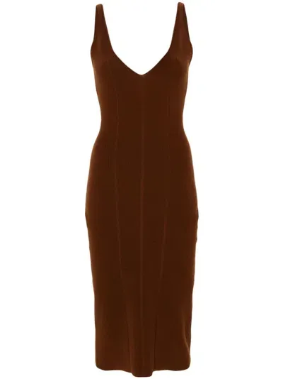 Ermanno Scervino Ribbed Knit Dress In Brown