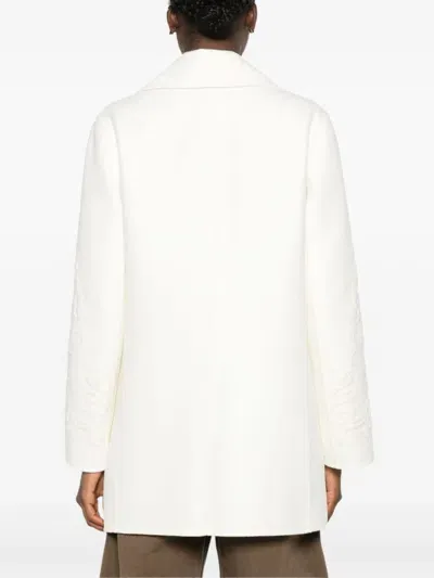 Ermanno Scervino Wool Single Breasted Coat In White