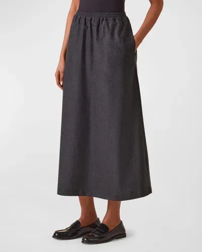 Eskandar Cashmere-blend A-line Maxi Skirt In Charcoal