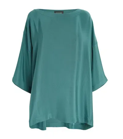 Eskandar Silk Boat-neck Tunic In Green