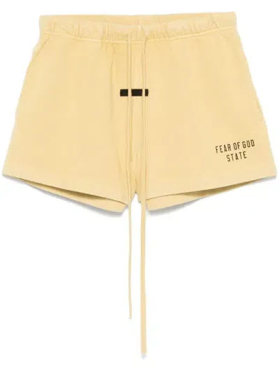 Essentials Logo-print Shorts In Yellow