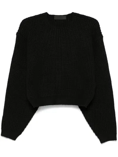 Essentials Waffle-knit Sweater In Black