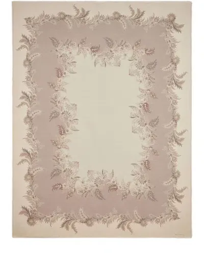 Etro Floral-border Wool Blanket In Neutrals