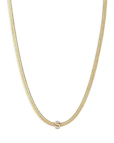 Ettika Initial Herringbone Chain Necklace In 18k Gold Plated, 12 In S