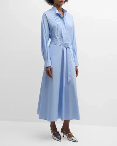 Evi Grintela Frances Striped Cotton Midi Shirtdress In Blue Stripe