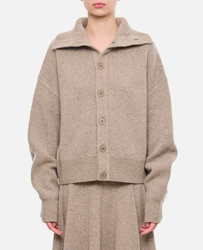 Extreme Cashmere X Turtle Neck Cashmere Cardigan In Beige