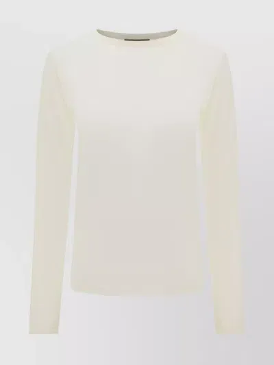 Fabiana Filippi Crew Neck Silk Long Sleeve Sweater In Burro