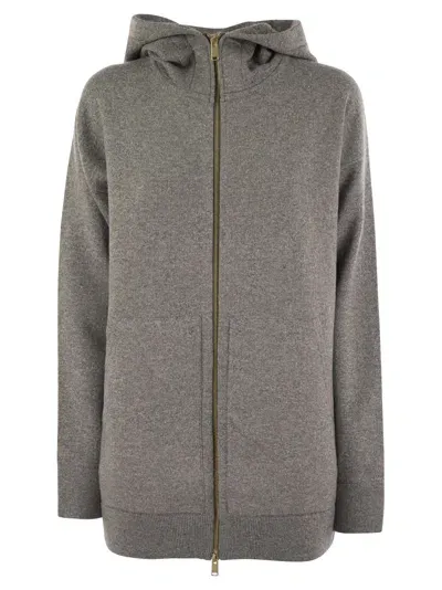 Fabiana Filippi Platinum Cardigan With Hood And Zip In Rock