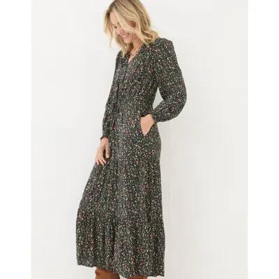 Fatface Dahlia Ditsy Marks Maxi Dress In Black