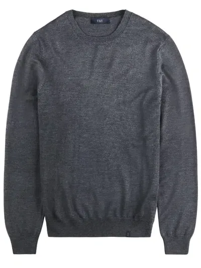 Fay Jumper In Grey Merinos Wool Knit In Gray