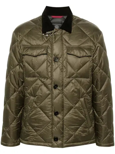 Fay Quilted Shirt Jacket In Green