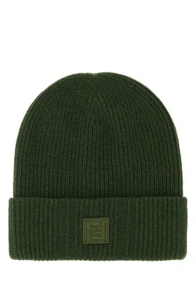 Fendi Beanie Ff Label-m Nd  Male In Green