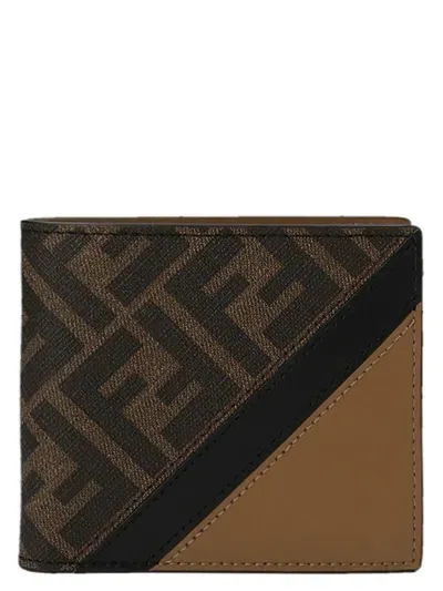 Fendi Diagonal Flap-over Wallet In Brown