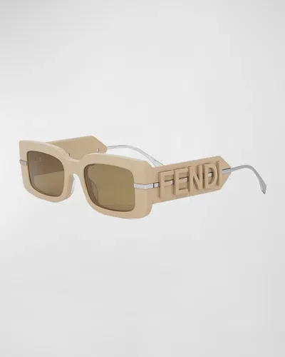 Fendi Graphy Acetate Rectangle Sunglasses In Neutral