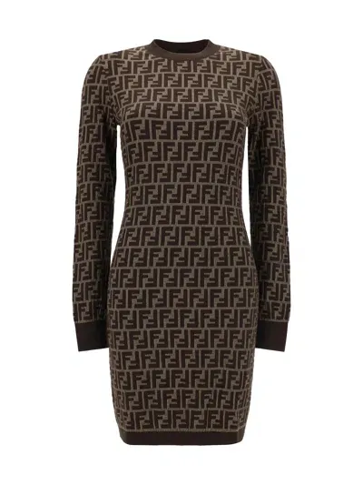 Fendi Midi Dress In Tobacco