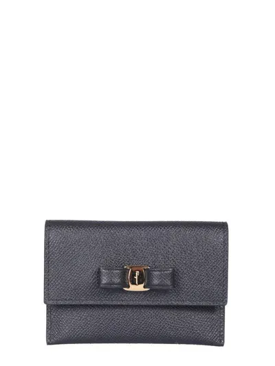 Ferragamo Salvatore  Vara Bow Detailed Card Case In Black