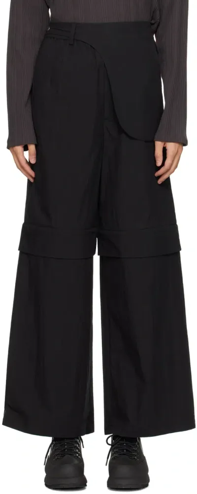 Fffpostalservice Black Wide Waistbag Convertible Trousers