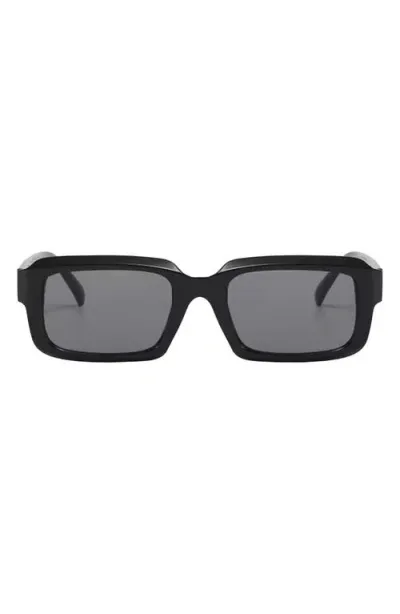 Fifth & Ninth Danni 70mm Oversize Polarized Rectangular Sunglasses In Black