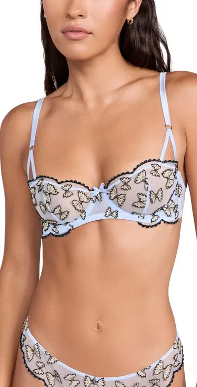 Fleur Du Mal Farfalle Embroidery Balconette Bra Ice Queen