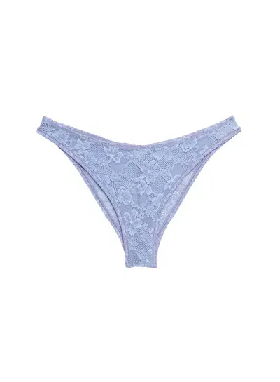 Fleur Du Mal Le Stretch Floral-lace Thong In Denim