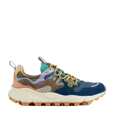 Flower Mountain Yamano 3 Uni Sneakers In Suede And Technical Fabric Navy And Lilac In Blue, Lilac