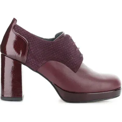 Fly London Ezik Plain Toe Derby Pump In Burgundy Rock