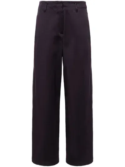 Forte Forte Cotton Blend Straight Trousers In Burgundy