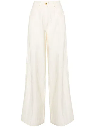 Forte Forte Wide-leg Button-fly Trousers In White