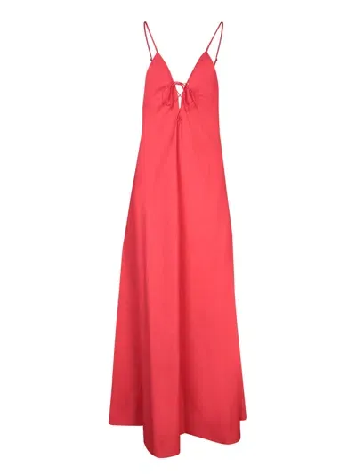 Forte Forte Lace-up A-line Maxi Dress In Red