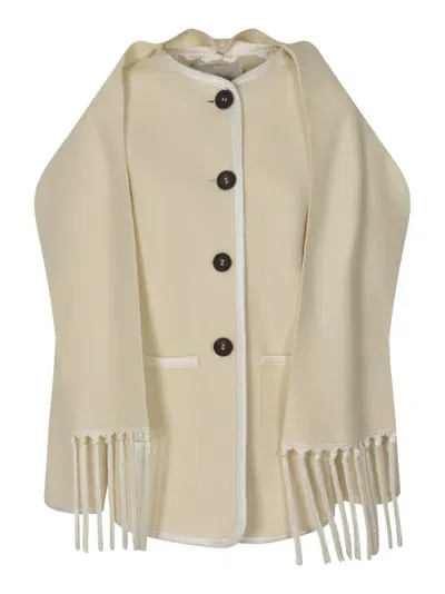 Forte Forte Scarf Applique Buttoned Jacket In Neutral