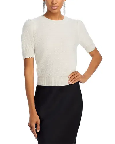 Frame Cashmere Pointelle Puff Sleeve Sweater In Cream