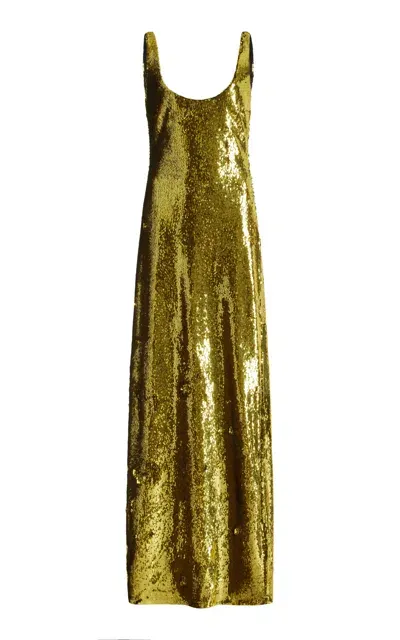 Francoise Nina Sequined Maxi Dress In Gold