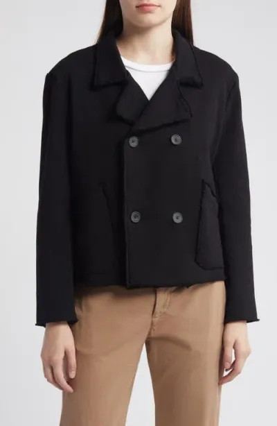 Frank & Eileen Mini Belfast Crop Knit Peacoat In Black