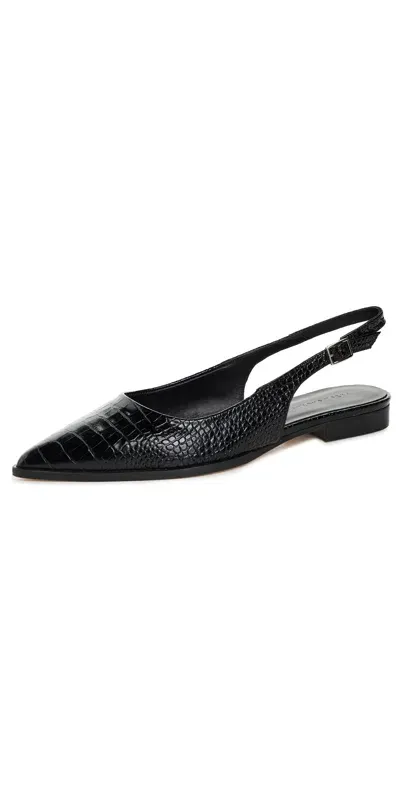 Freda Salvador Marie Flats Black Embossed Snake