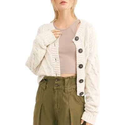 Free People Bonfire Cable Knit Cardigan In Cream