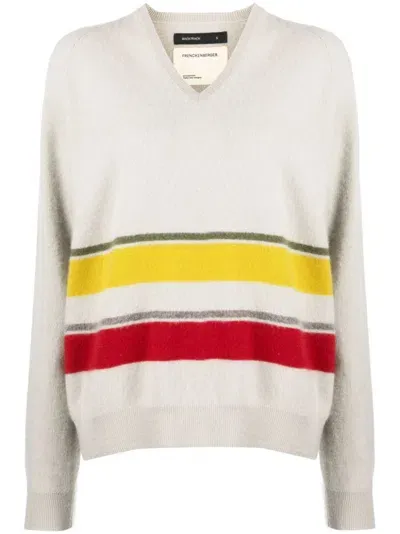 Frenckenberger Striped Cashmere Jumper In Moon / Striped