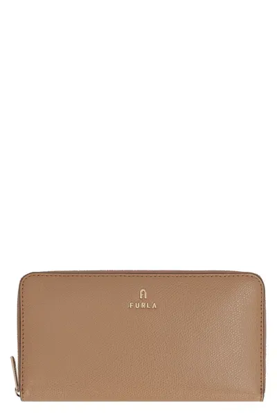 Furla Camelia Xl Leather Zip Around Wallet In Brown