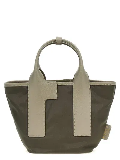 Furla Piuma S Logo Tag Shopping Bag In 灰色的