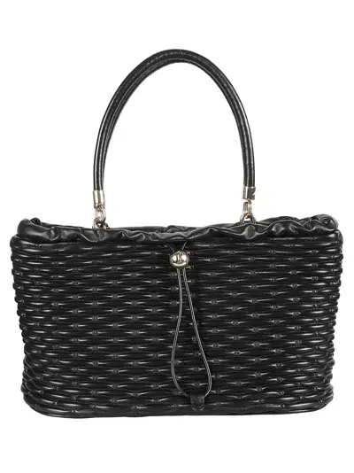 Furla Weave Drawstring Tote In Nero