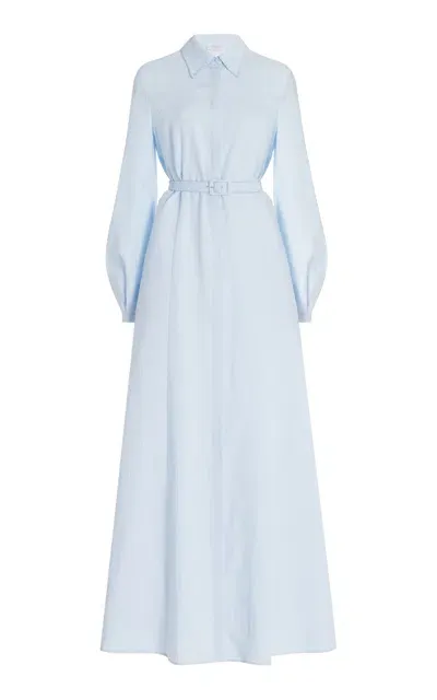 Gabriela Hearst Breton Linen Maxi Shirt Dress In Blue